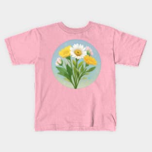 Pastel Bouquet of Flowers Circle Kids T-Shirt